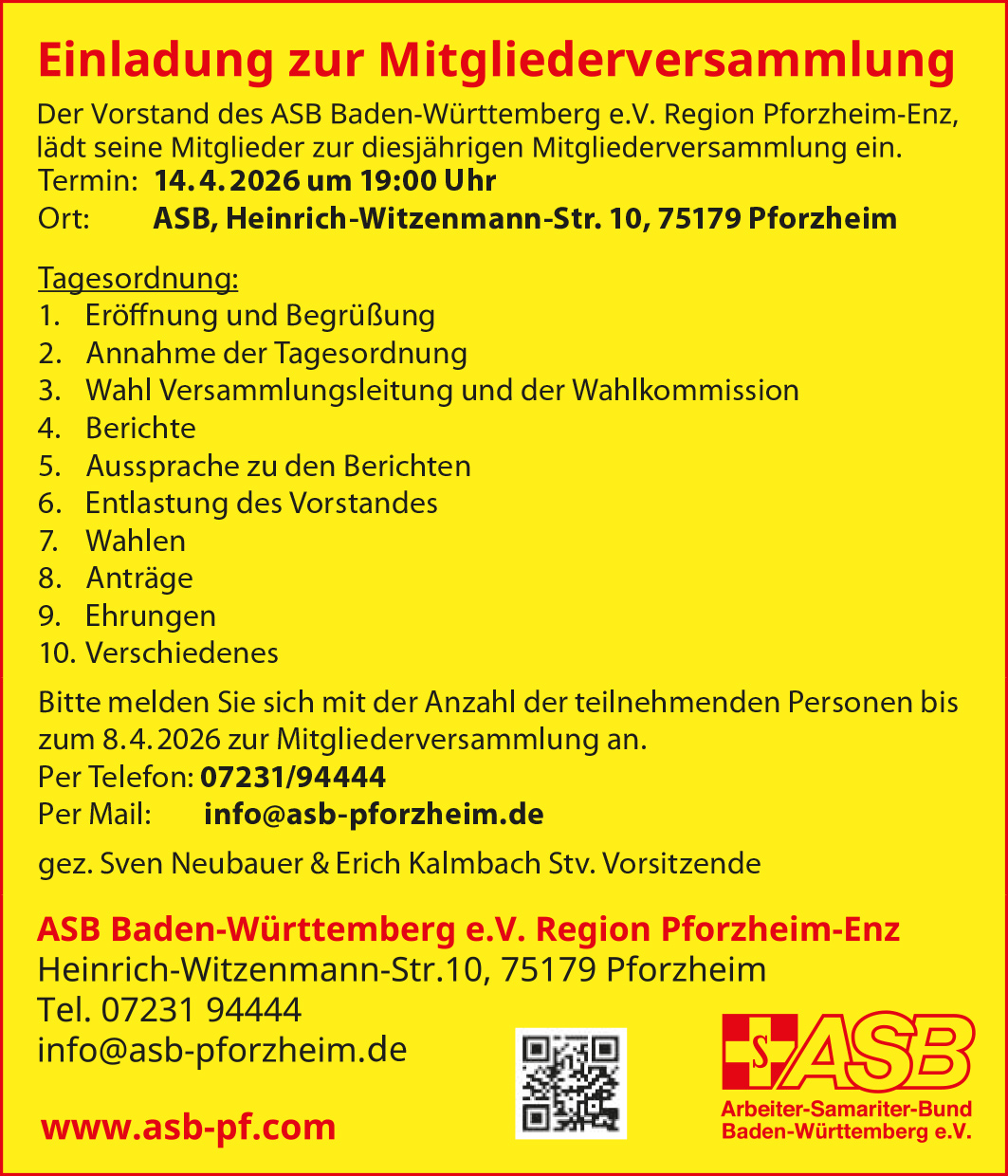 Einladung Mitgliederversammlung 14.04.2026 | 19:00 Uhr